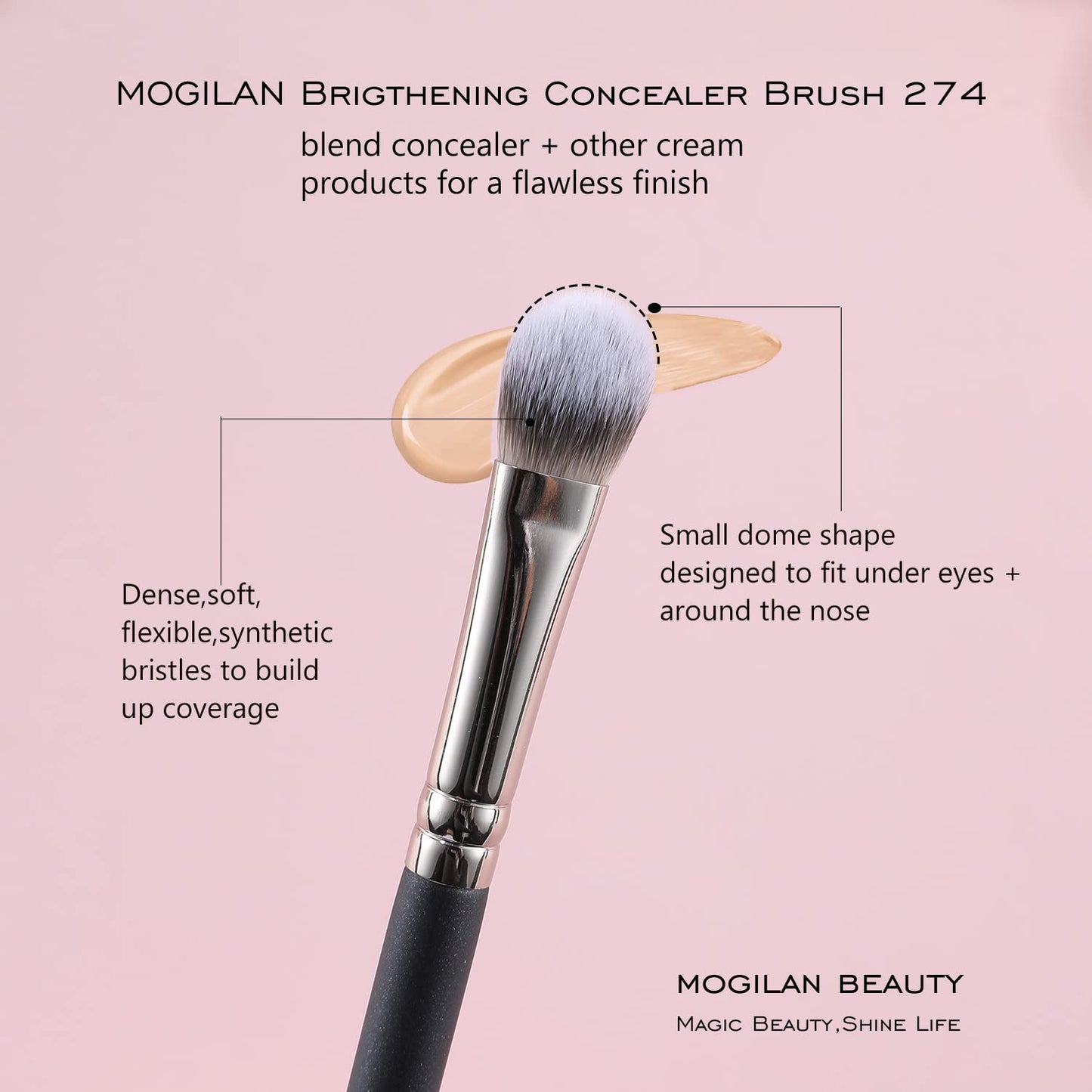 MOGILAN Concealer Brush Set 2pcs Professional Angled Concealer Brushes For Under Eye Concealer Foundation Blending Liquid Cream