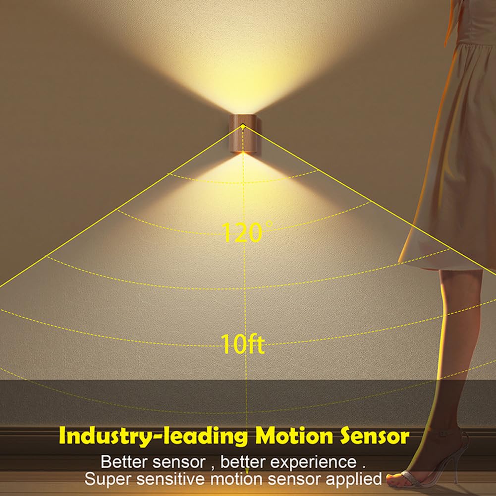 Landgoo Wooden Led Step Lights Wall Lamp  2700-3000K Motion Sensor Night Lights  Rechargeable Stair Lights For Hallway Indoor Lighting(White Ash Wood 2Pcs)