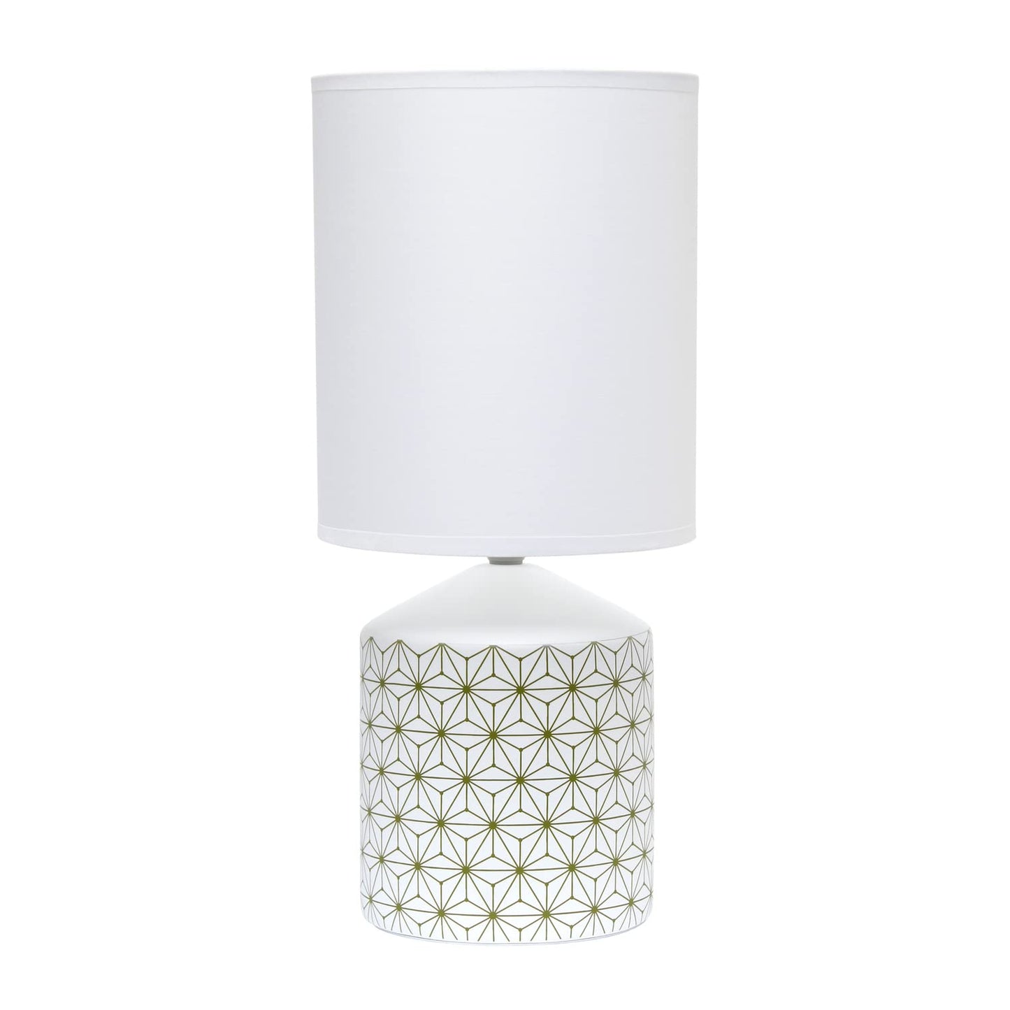 Simple Designs Table Lamp Geometric Pattern Ceramic Gold LT2077-SQU 8.5inL x 8.5inW x 18.5inH