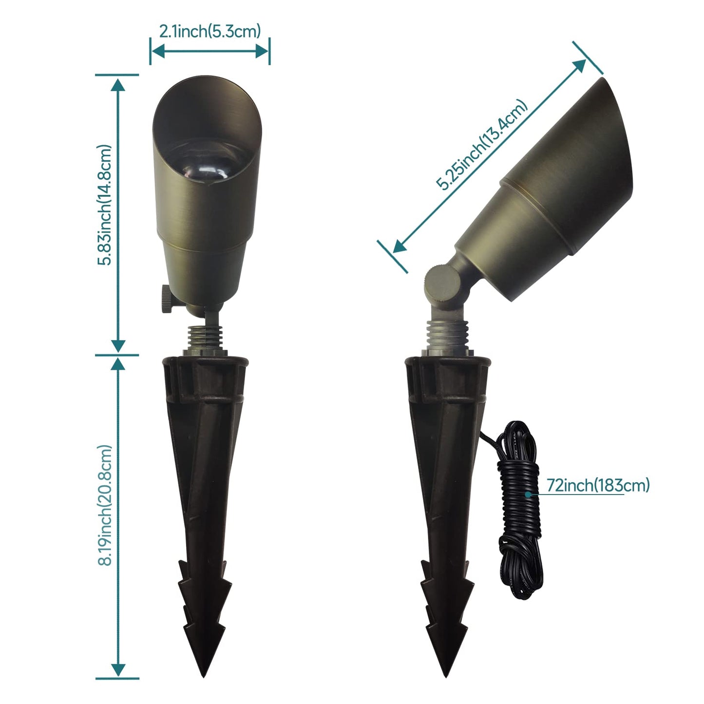 Gardencoin Solid Brass Outdoor Landscape Spotlights, 12V Heavy Duty LED Low Voltage Landscape Spot Light for Garden and Yard Uplighting, Bronze Accent Lighting Fixture Without Bulb, 4 Pack