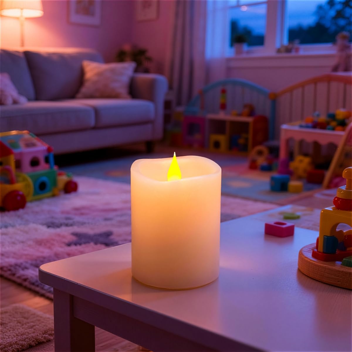 MISSTIME 3x4 Flickering Flameless Candles Set of 3,4 inch Real Wax LED 600 Hours Battery Candles with Timer Remote,Control for Wedding Party Indoor,Ivory