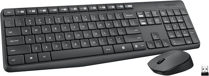 Logitech MK235 Wireless Keyboard and Mouse Combo for Windows, 2.4 GHz Wireless Unifying USB Receiver, 15 FN Keys, Long Bat...