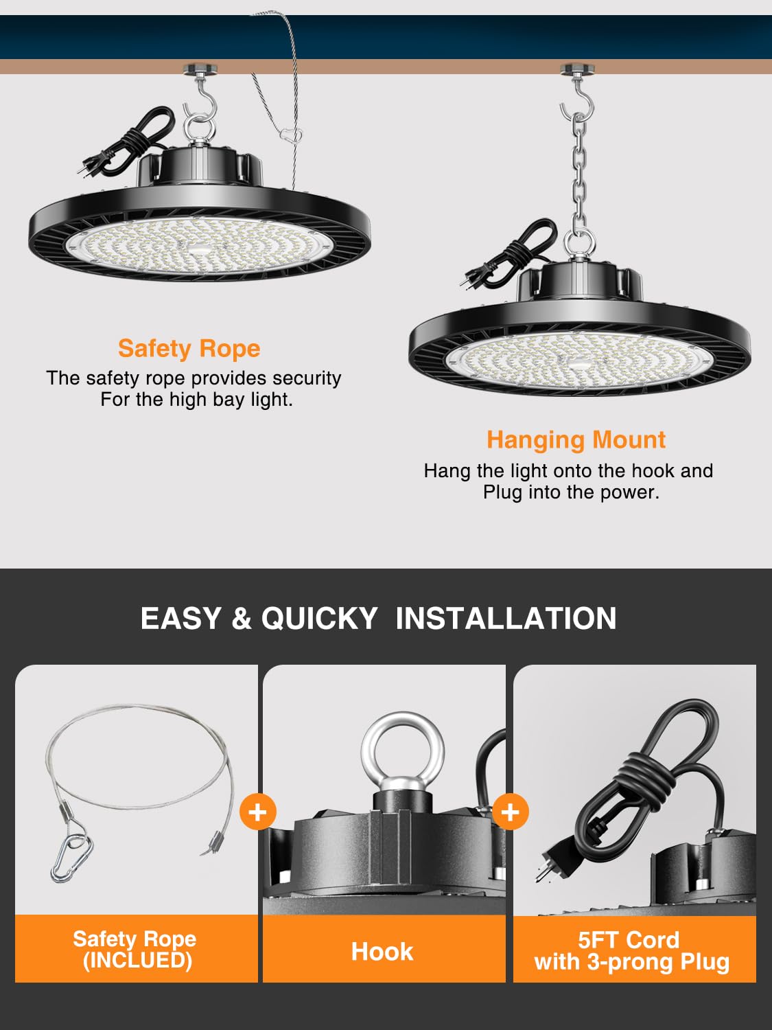 Onlylux Ufo Led High Bay Lights 5000K 150W 6 Pack  Led Shop Lights Commercial Bay Lighting For Garage Workshop Warehouse  Super Bright Daylight  22500 Lm  120V  Power Cord Included