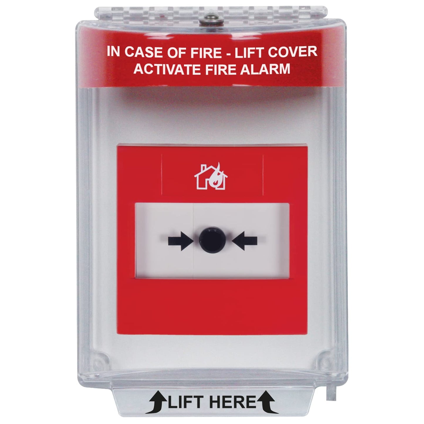 Safety Technology International, Inc. STI-13010FR Universal Stopper®, Flush Mount and Fire label, Indoor/Outdoor Protective Polycarbonate Cover for Pull Stations or Call Points, Red