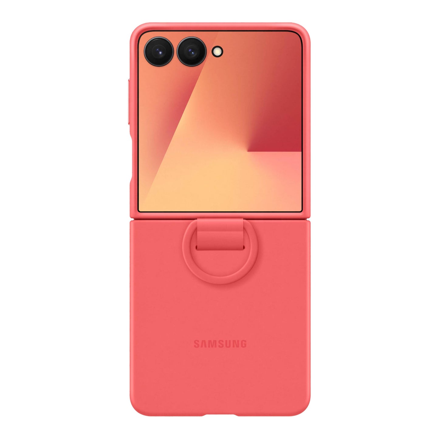 Samsung Galaxy Z Flip7 Official Ring Phone Case Silicone, Easy To Carry, Soft, Sleek, Us Version, Coral Red