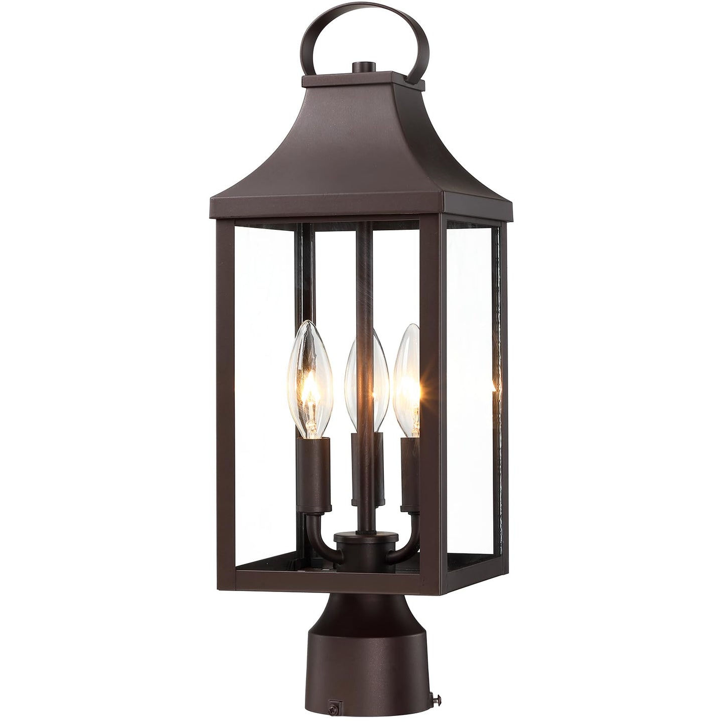 Myhxq 18.62 Post Light Outdoor  Large 3-Light Lamp Post Light Fixture  Modern Pillar Outside Lighting Waterproof Post Lantern Lamp Outdoor Post Light Fixtures Pole Lights For Porch  Brown  1 Pack