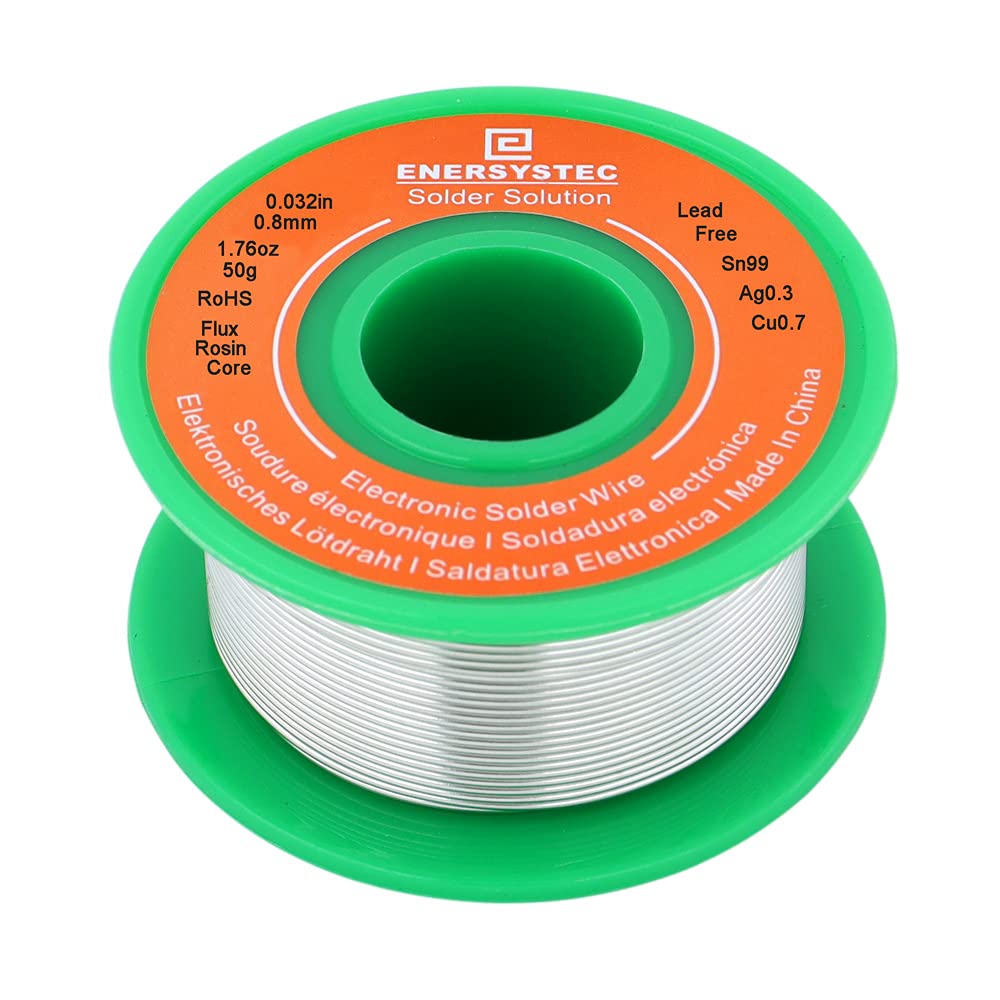 Lead-Free Solder Wire Rosin Core Flux 0.8mm Electric Solder Fine Sn99 Ag0.3 Cu0.7 Flow 0.032in 0.11lb No Lead for Electronics Soldering Unlead 50g