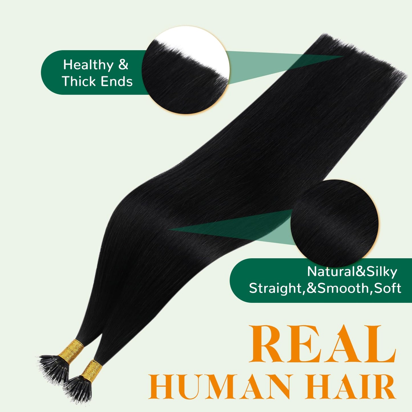 Easyouth Nano Bead Hair Extensions Black Nano Hair Extensions Human Hair Black 22 Inch 50g 50s Invisible Nano Bead Hair Extensio