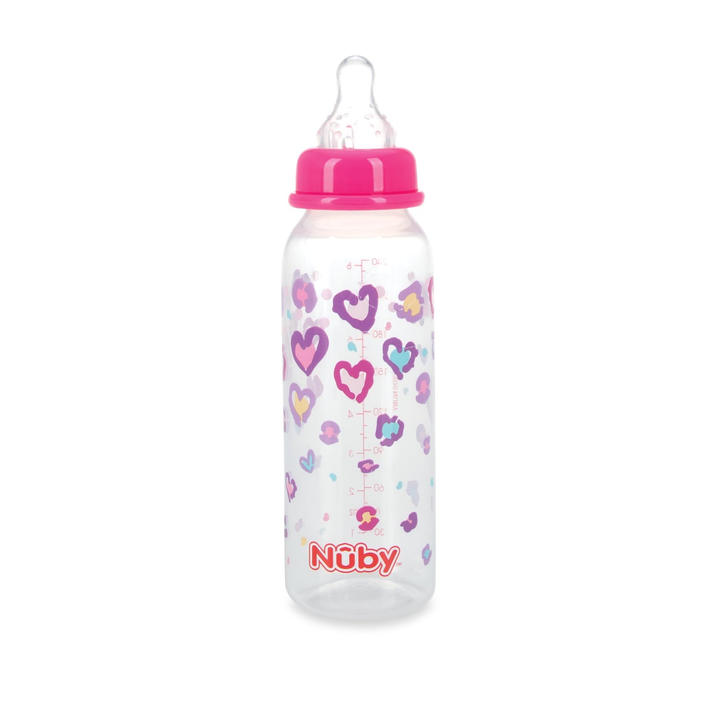 Nuby Standard Neck Tinted Bottle, 8 Ounce, 1 Pack of 1 Bottle, Colors/Patterns May Vary