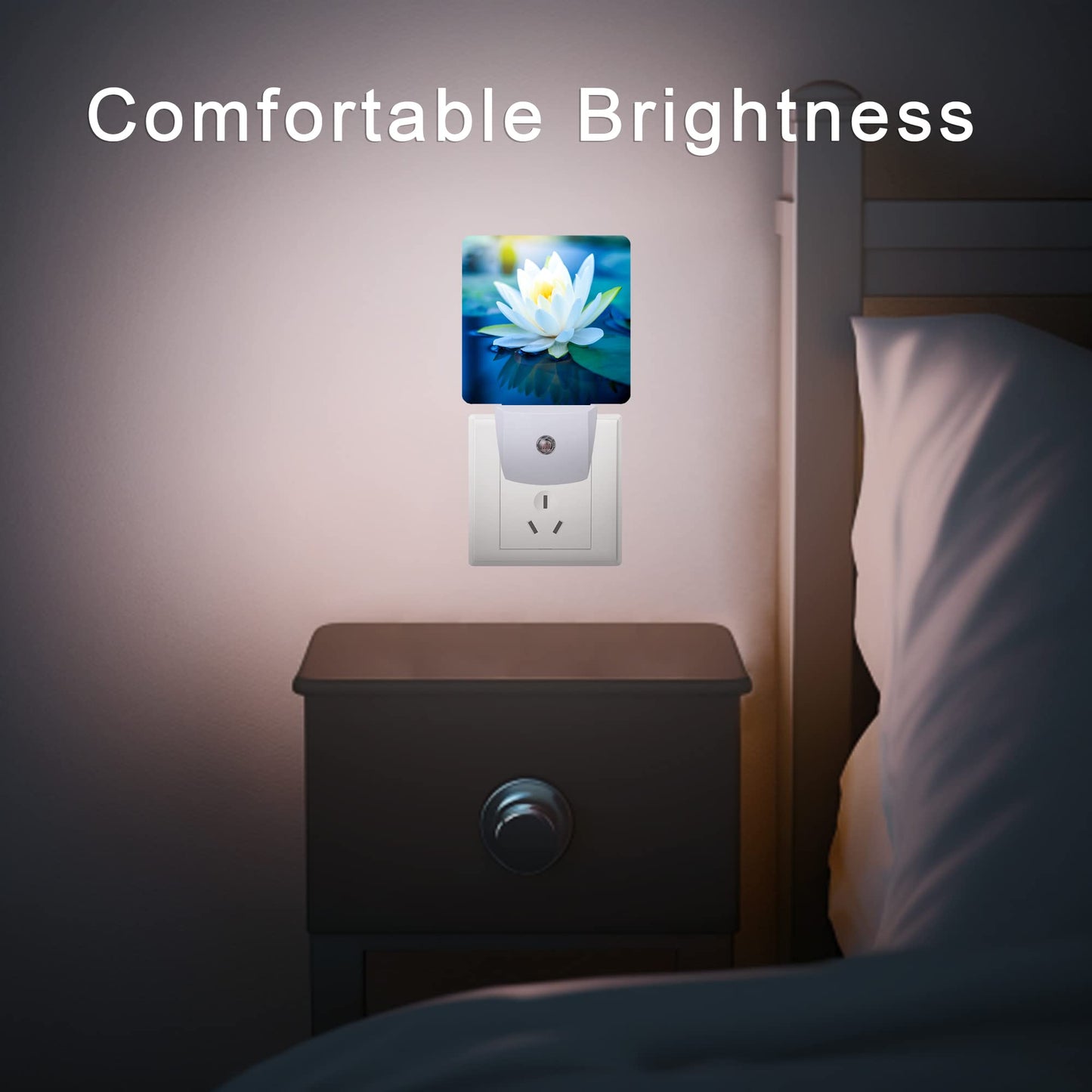 Oeaskly White Lotus Night Light Beautiful Flower Plug-In Night Lights With Dusk-To-Dawn Sensor For Bedroom  Bathroom And Living Room 0.5W Sleep Friendly Lamp For For Girlfriend/Boyfriend Gift