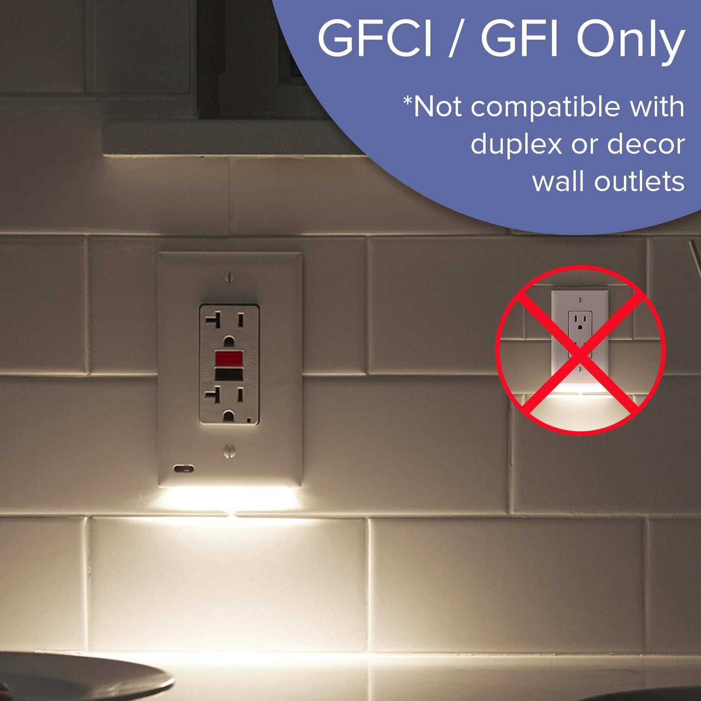 SnapPower GuideLight - GFCI Outlet Wall Plate with Auto On/Off Sensor - Light Almond