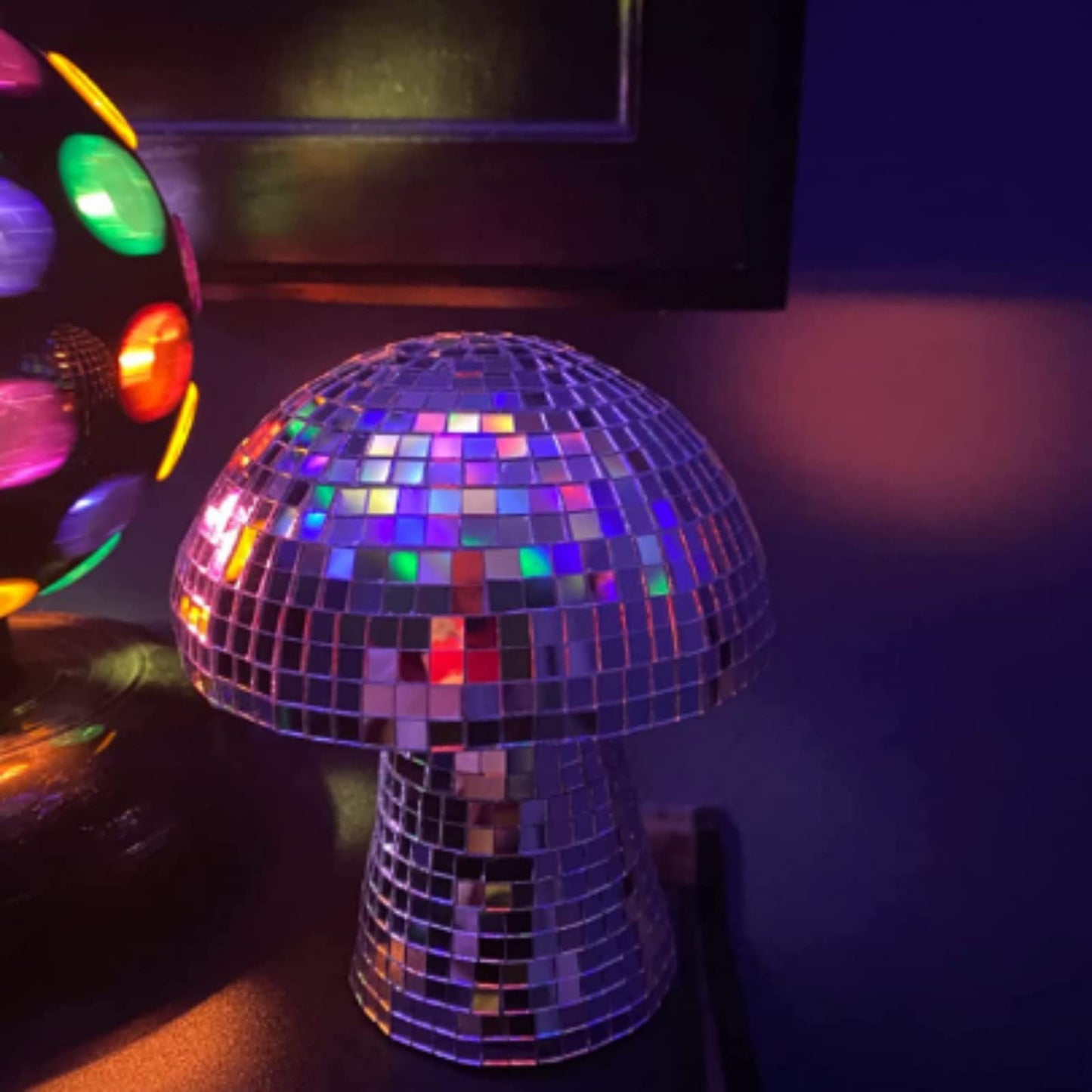 Yeehlmer Creative Mushroom Disco Ball For Party  Table Decor Mirror Retro Handmade Disco Ball Mushroom Shape Home Art Decorations Bar Ornaments(Silver  S(5.9))