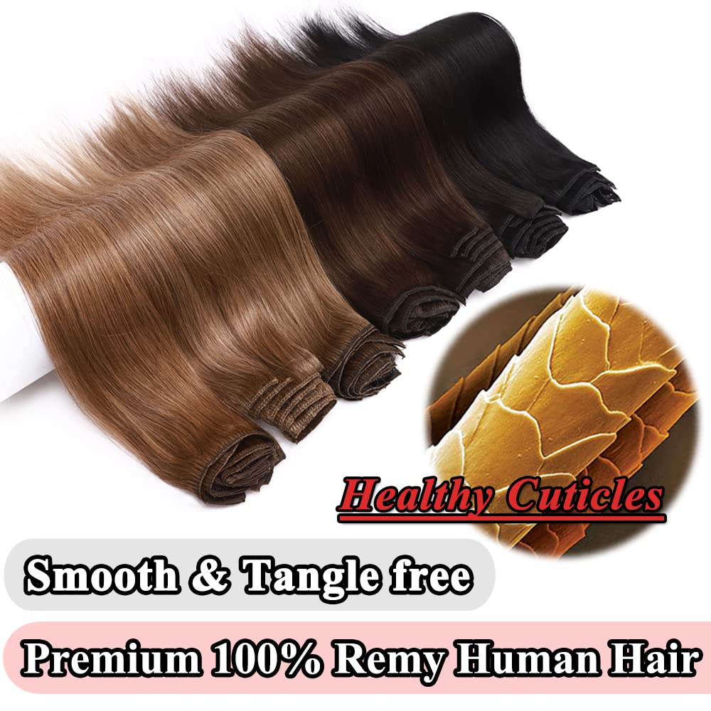 MY-LADY #27 Dark Blonde Double Weft Clip in 100% Remy Human Hair Extensions 14''-22'' Grade 7A Quality Full Head Thick Thickened
