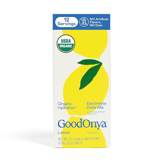 GOODONYA Organic Hydration Electrolyte Drink Mix, Certified Organic Hydration Powder, Non-GMO, Biochecked Glyphosate Free,...