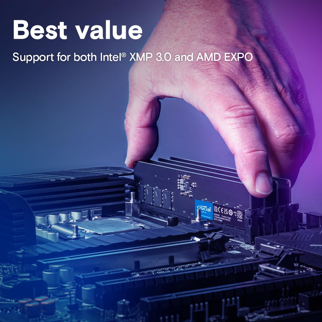 Crucial 8Gb Ddr5 Ram, 5600Mhz (Or 5200Mhz Or 4800Mhz) Desktop Memory, Udimm 288-Pin, Compatible With 13Th Gen Intel Core And Amd