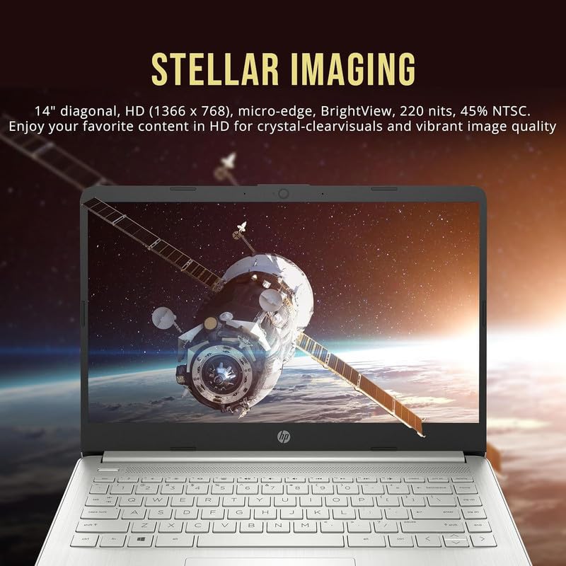 Hp 14 Laptop Portable Slim 2024,14 Hd Micro-Edge Display, Intel Quad-Core Pentium Processor, 8Gb Ram, 256Gb Ssd Wi-Fi, Webcam, F