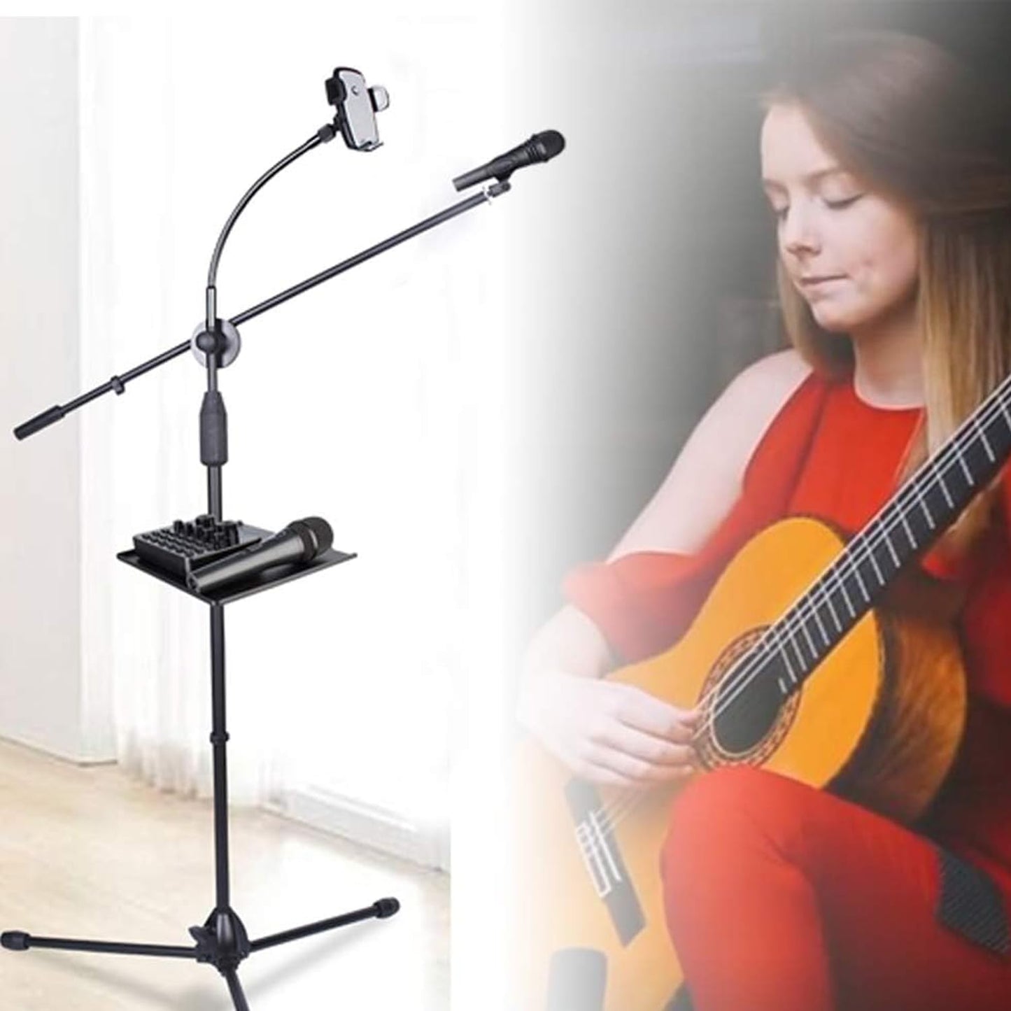 Toyvian Mobile Phone Live Tripod Microphone Sound Card Tray 9.44 X 6.88 Inch Stable Microphone Stand Tray For Live Streaming Kar
