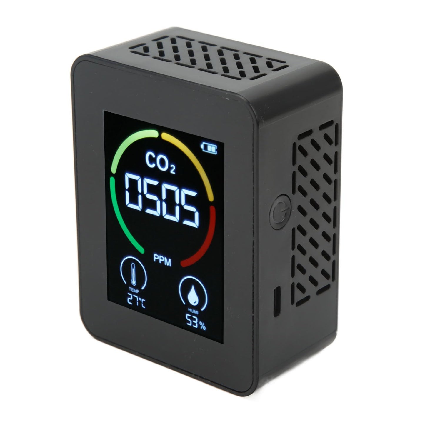 Carbon Dioxide Monitor, Infrared Sensor Ventilation Hole Temperature Humidity Testing Good Heat Dissipation CO2 Detector for Schools (Black)