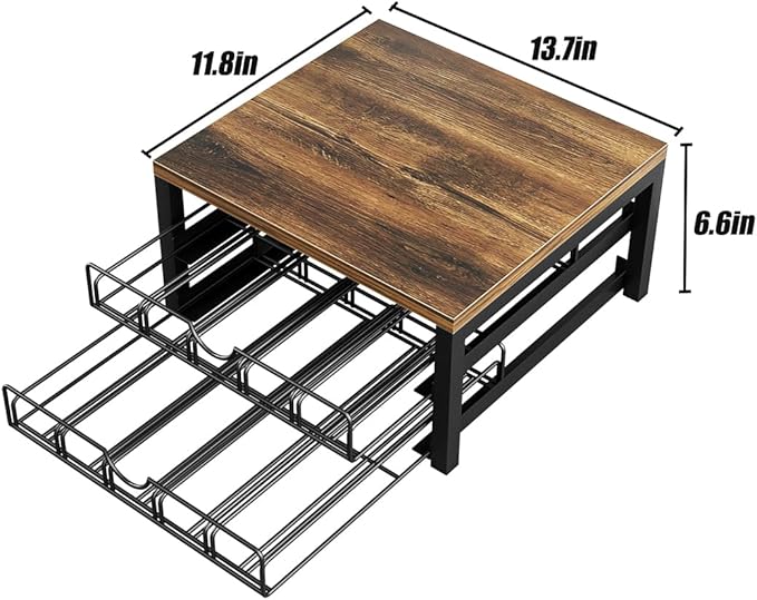 Coffee Pod Holder Drawer 2 Tier for K Cup Capsule Pods Storage Organizer Under Coffee Pot Storage Sliding Drawer (Black, 2 Tier)