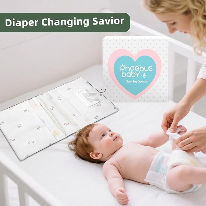 Baby Diaper Bag Organizer, Compact & Foldable Travel Organizer Pouches for Diaper Wipes and Small Essentials, Gift for Baby Shower