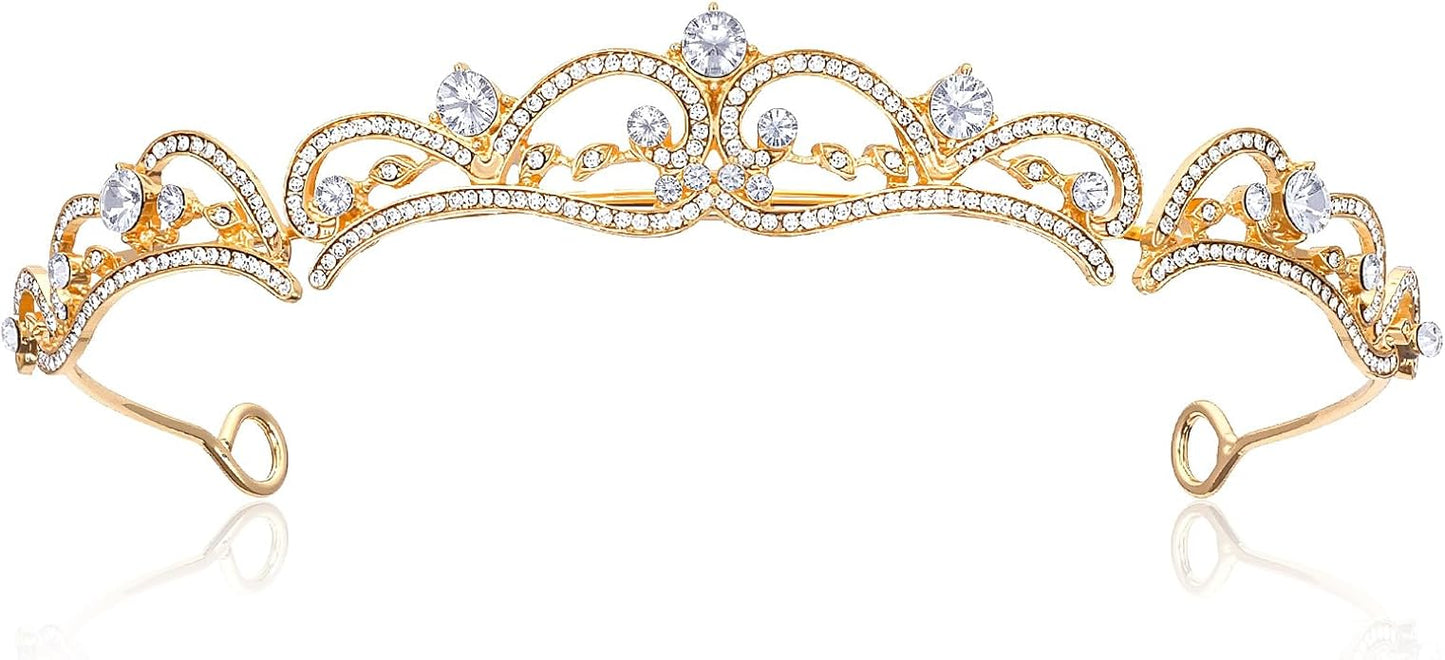 Gold Tiaras and Crowns for Women Wedding Tiaras for Bride Rhinestone Princess Crowns Small Gold Tiara Crown Headband for W...