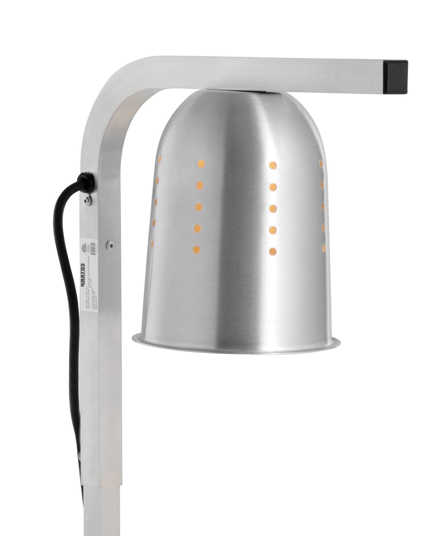 Kratos Commercial Bulb Warmer, One Bulb Heat Lamp for Food, Silver, 120V, 250 Watts, Countertop Electric Food Warmer for Restaurants (31M-001)