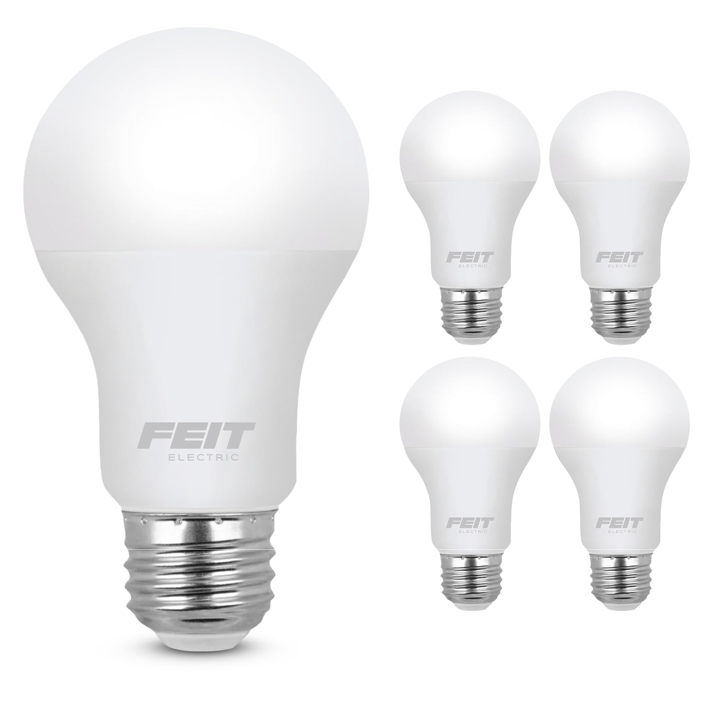Feit Electric LED Light Bulbs A19 40W Equivalent 450 Lumens 4 Pack 2700k Soft White E26 Base Model A450/827/10KLED/4