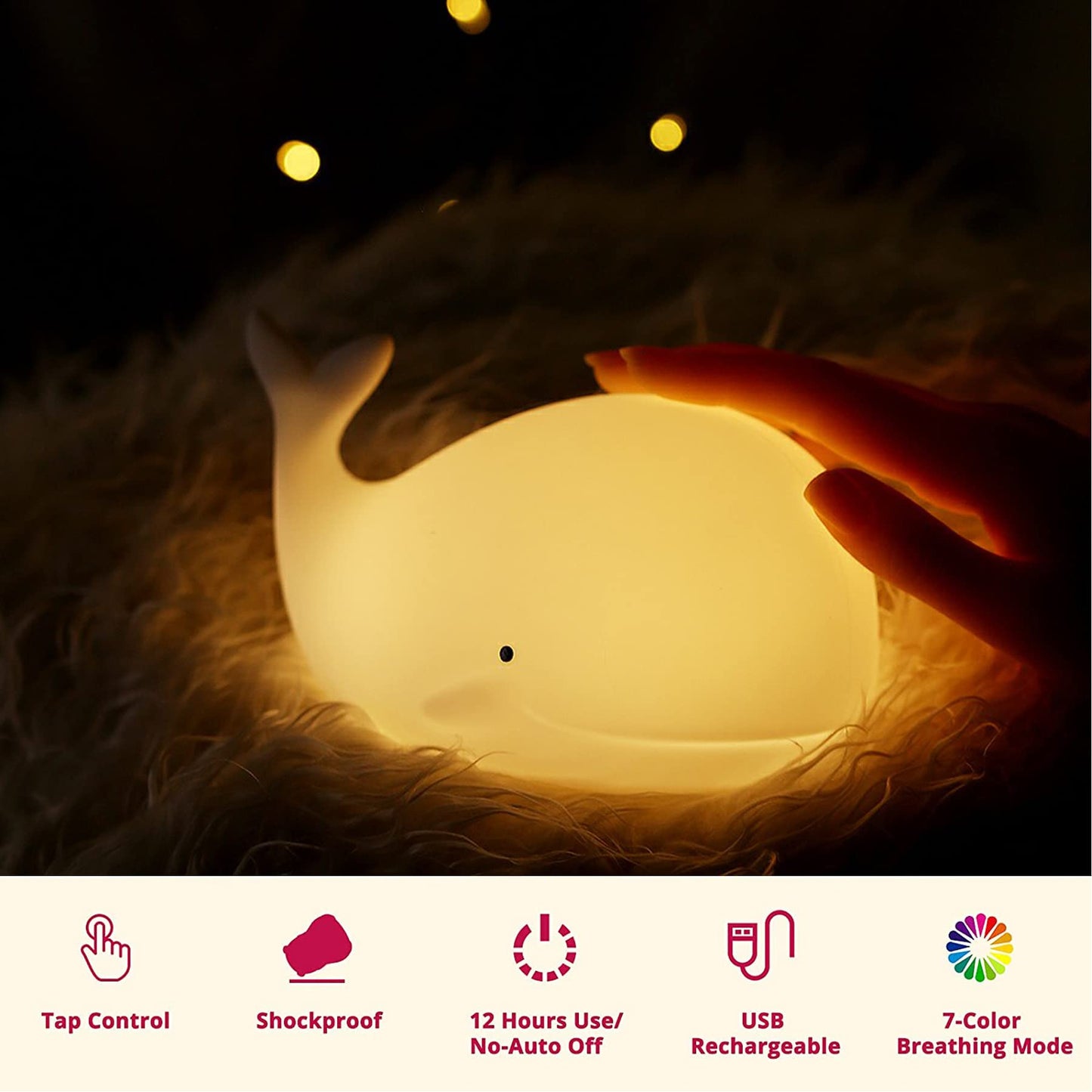 Tripro Whale Silicone Nursery Night Light Beach Room Decor Desk Lamp Toys Bedroom Decorations Gifts For Toddlers Girls And Boys  Baby Kids Teens