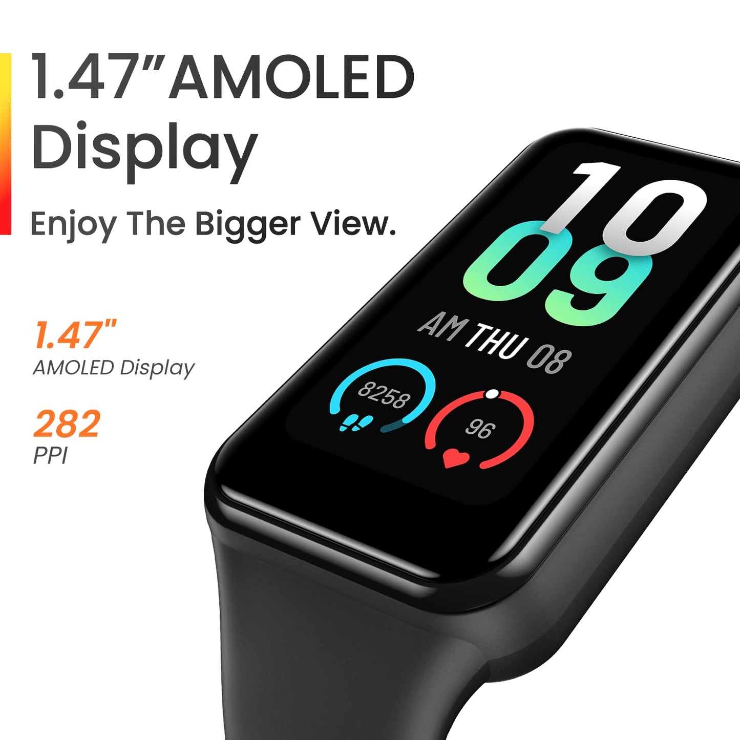 Amazfit Band 7 Fitness & Health Tracker for Women Men, 18-Day Battery Life, Alexa Built-in, 1.47”AMOLED Display, Heart Rate & SPO₂ Monitoring, 120 Sports Modes, 5 ATM Water Resistant, Black (Renewed)