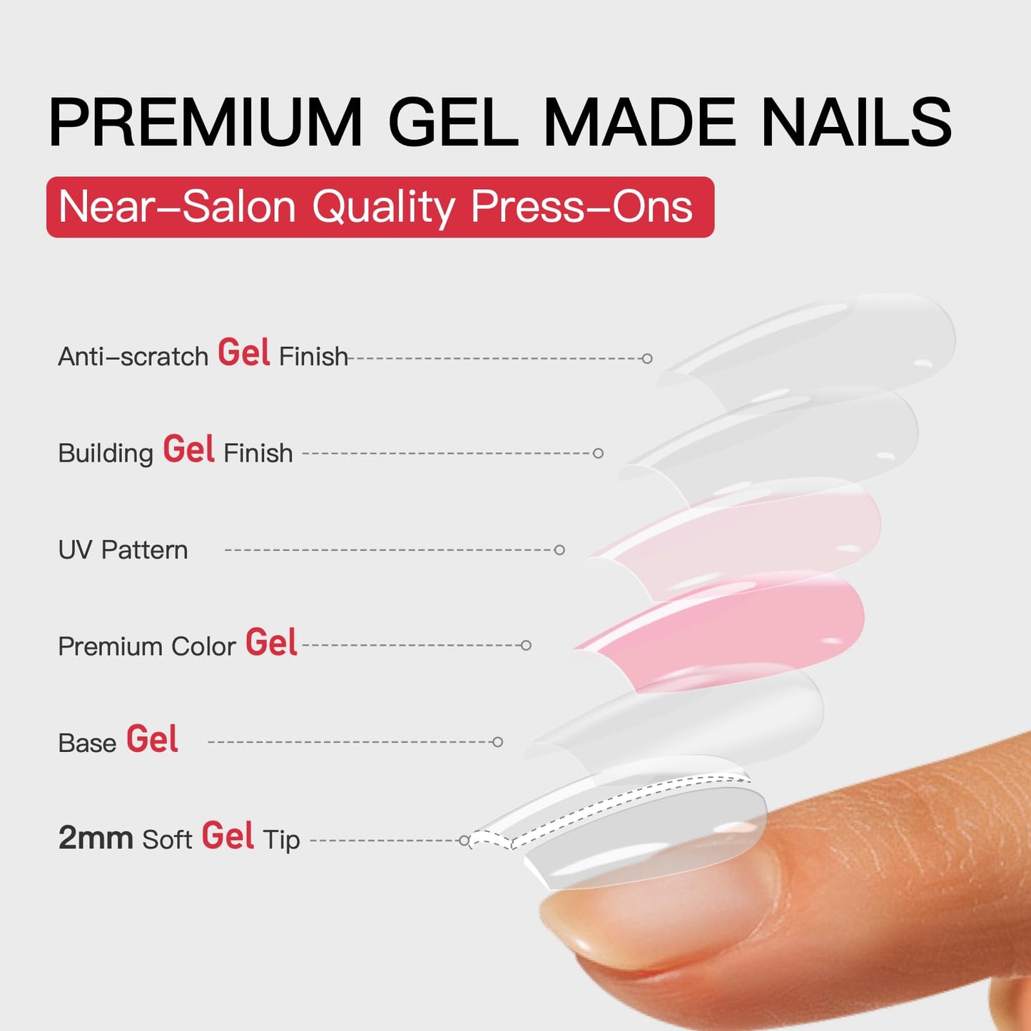 Curvlife Soft Gel Nails with French Press on Nails Design Full Cover False Nails for Women Reusable Nail Kit with Nail Glue Adhe