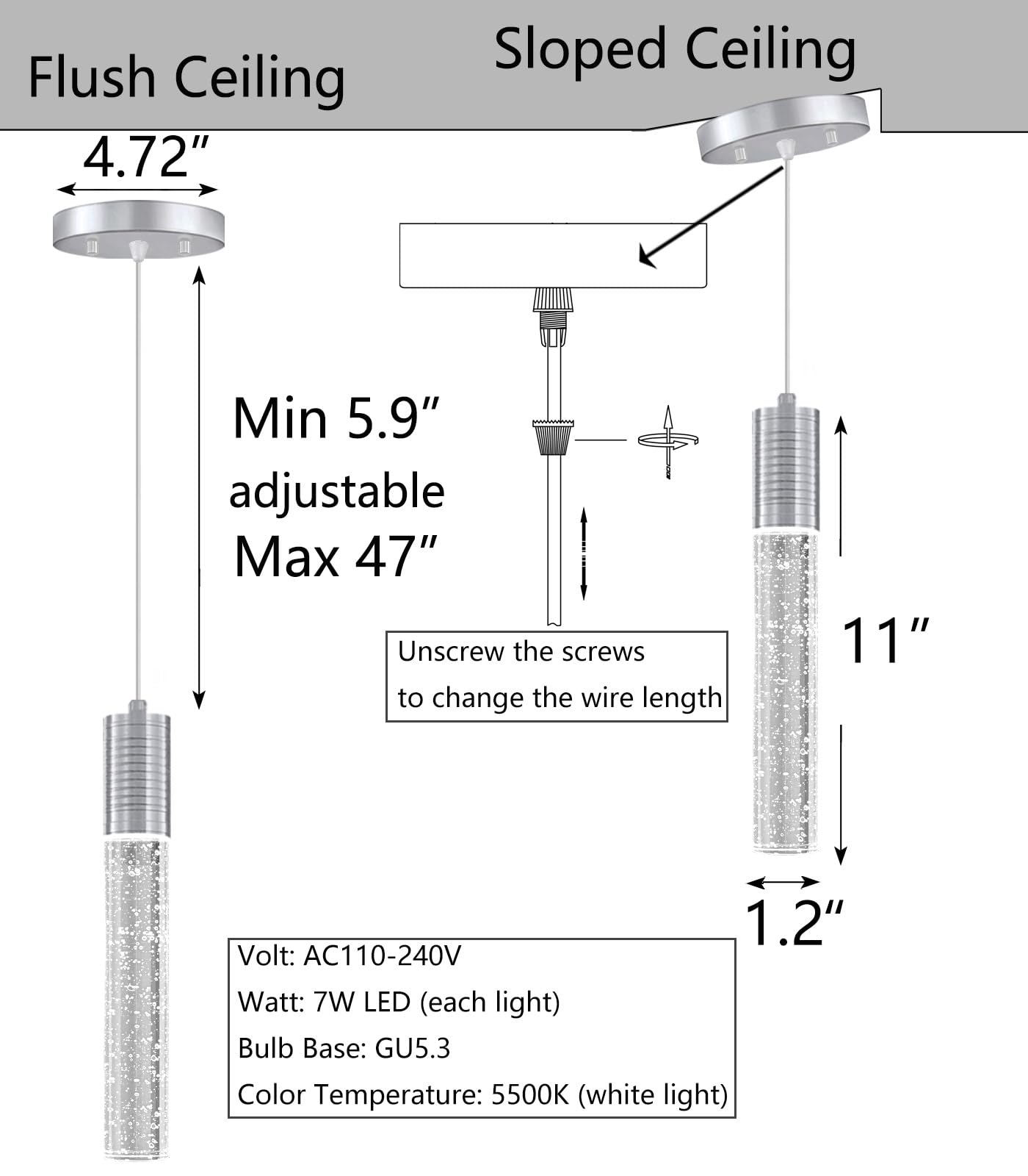 Haixiang 4 Pcaks Pendant Lights For Kitchen Island  White Light  Silver Chrome Crystal Linear Pendant Lighting  Bar Corner Led Light Fixture