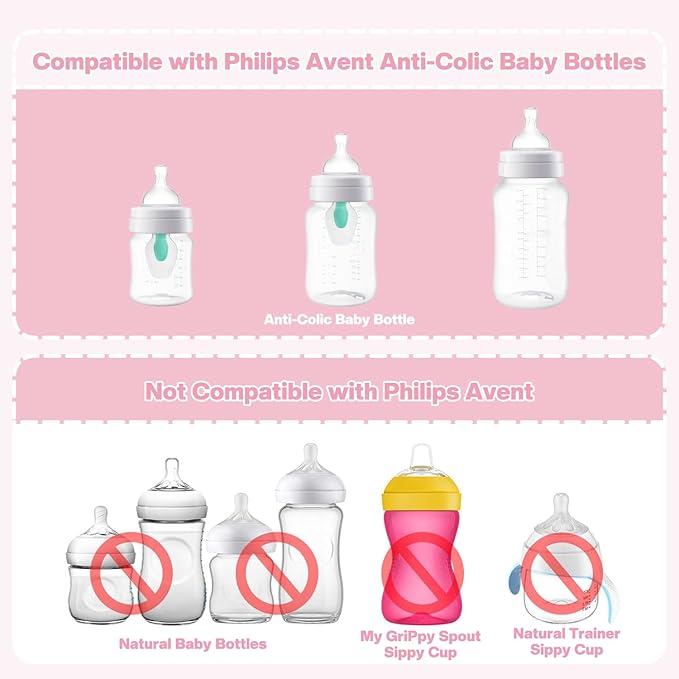 Sippy Spouts for Philips Avent Anti-Colic Baby Bottles, Food Grade Soft Silicone Straw Cup Nipples, [Variable Flow] [Spill-Proof] [BPA-Free],6m+, 4 Count (Straw Nipples)