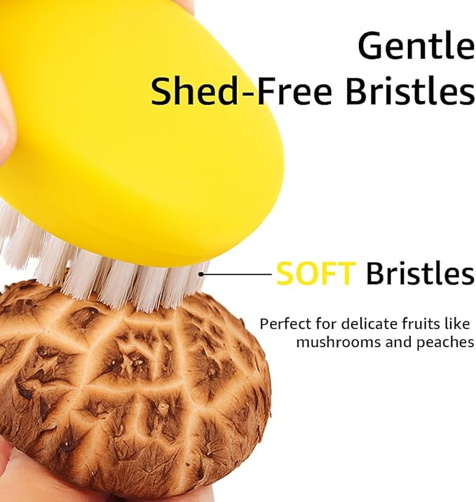 Premium Veggie Brush The Scrubber for Potato Eyes,a Potato Scrubber Suitable for Root Vegetables & Delicate Fruits,a Dual-use Fruit and Vegetable Brush, Your Kitchen Essential (Yellow 2Pack)