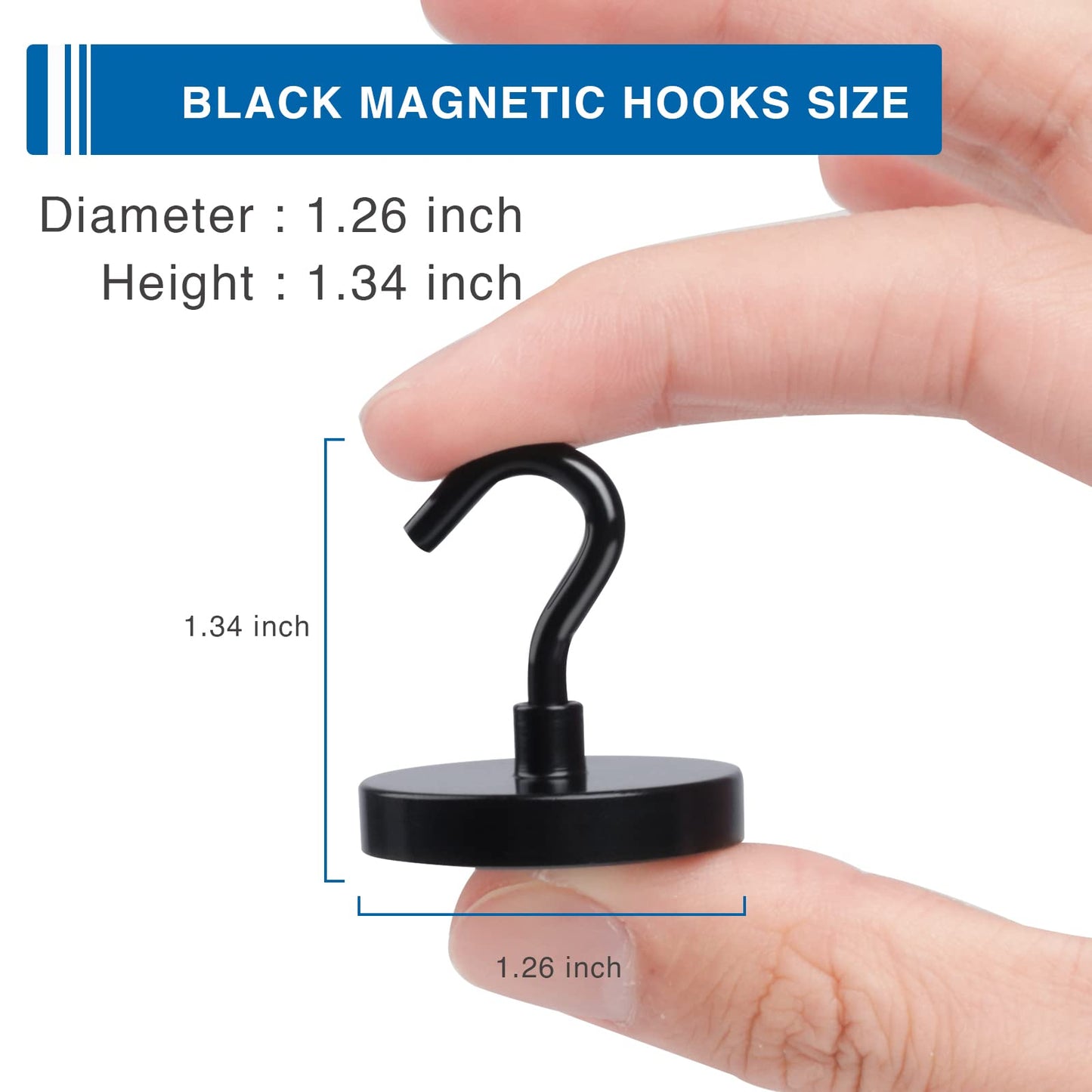 LOVIMAG Black Magnetic Hooks Heavy Duty, 120lbs Strong Neodymium Magnet Hook with Epoxy Coating for Cruise Cabins, Magnets with Hook for Locker, Classroom, Kitchen,Office,Metal Door Etc-4 Pack