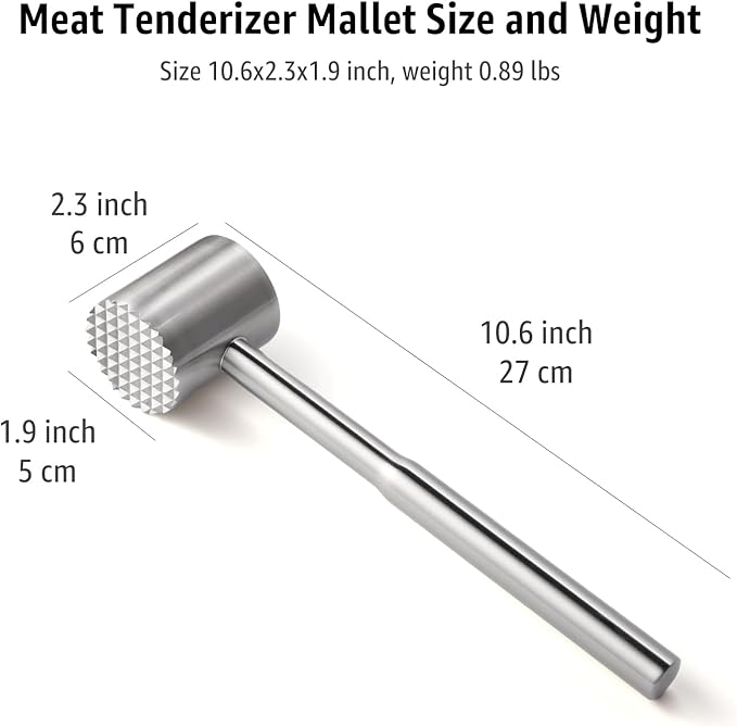 Stainless-Steel Meat Tenderizer Mallet - Meat Tenderizer Tool for Pounder Chicken, Beef, Steak, Pork, Dual-Sided with Ergonomic Handle, Kitchen Gadgets and Essentials Cooking Accessories