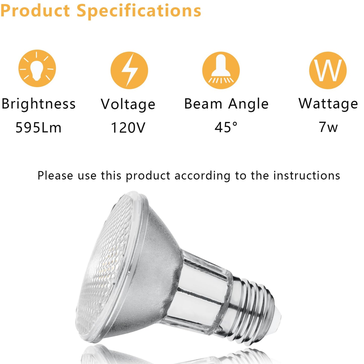 Par20 7W Led Range Hood Light  595Lm  Waterproof Ip65  Replaces 50W Halogen Cup  E26  Dimmable  Warm White  120V  Spot Bulbs For Kitchen Appliances  Track Lighting  Outdoor Landscaping  Pack Of 2