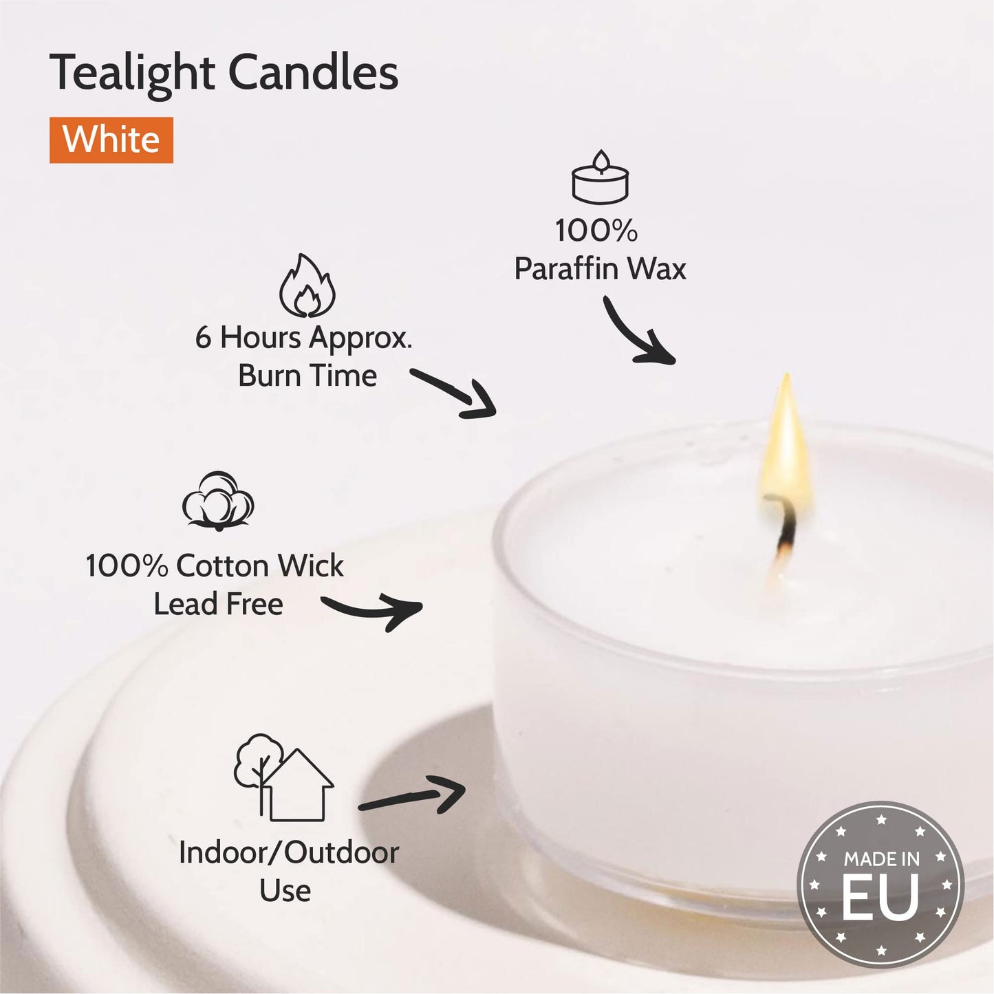 Hyoola Scented Tealight Candles - 15 Pack - Clear Cup - White - 6 Hour Burn Time - 1.9 Inch - Model H10206