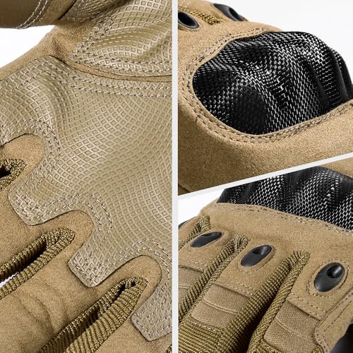 MVPTOO Motorcycle Tactical Gloves for Men - Touchscreen, Hard Shell & Palm Padding for Airsoft Paintball Hunting Hiking Ca...