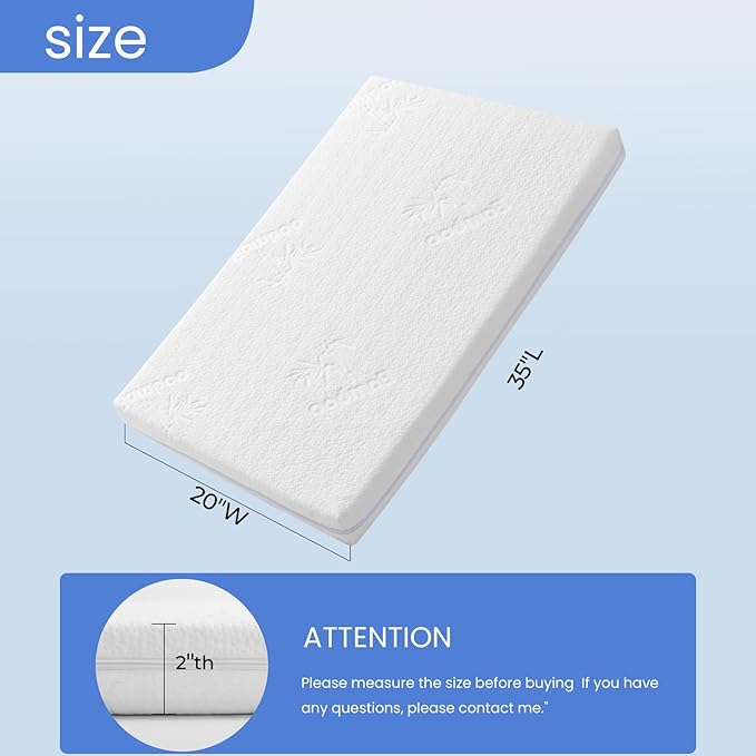 35x20 Bassinet Mattress for ANGELBLISS: 2" Thick Dual Sided Gel Memory Foam Bassinet Mattress Fit for Yamesmile/Bellababy/AMKE/ANGELBLISS Baby Bassinet
