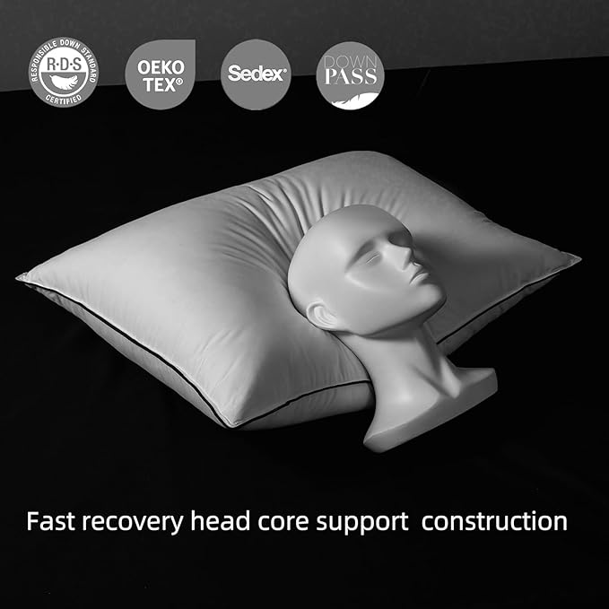 MAXICOZY Hungarian Goose Down Pillows King Size, Fluffy 3-Chamber Bed Pillows for Sleeping, Luxurious Soft Cloud Pillow for Back, Stomach or Side Sleepers(King, 1 Pack)