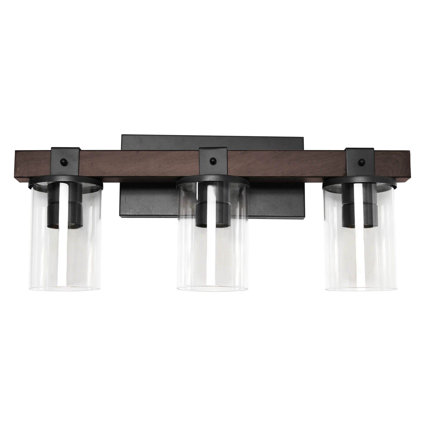 Elegant Designs VT1009-BWN Industrial Rustic Lantern 3-Light Bath Vanity, Metal, Brown, 22.25inL x 9.5inW x 5.5inH