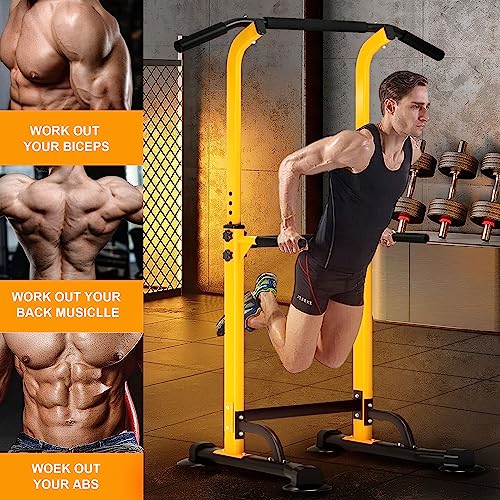 DlandHome Power Tower Pull Up Dip Station Multi-Function Fitness Equipment for Strength Training Adjustable Height Dip Sta...