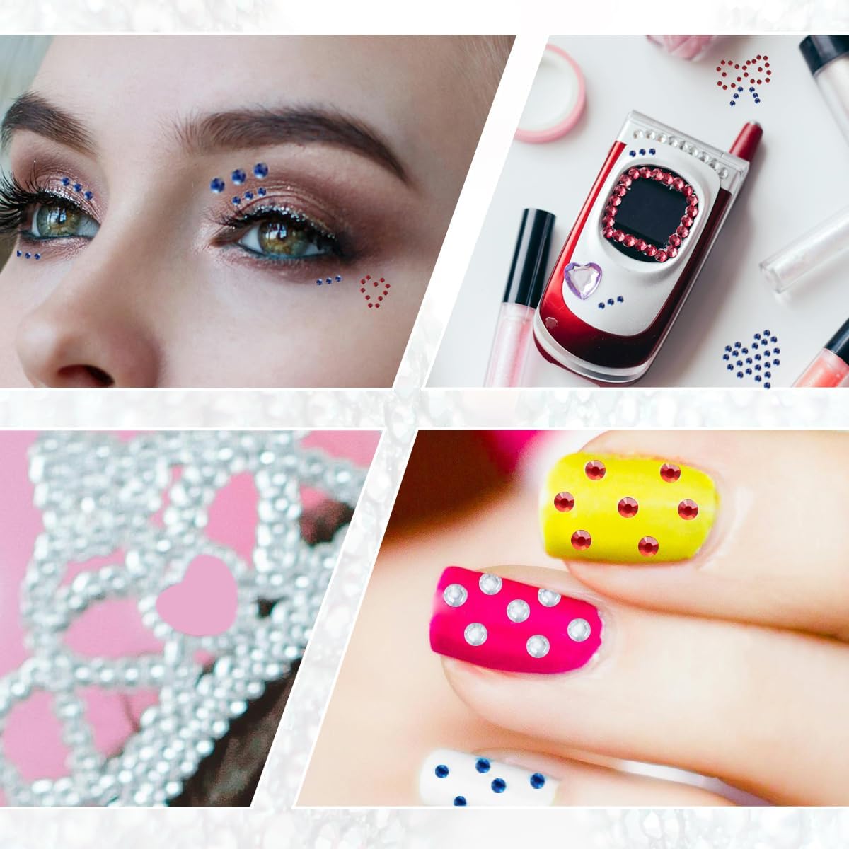 5 Sheets Self Adhesive Pearl Stickers, Flat Back Pearls Sticker, 4 Size Self Adhesive Rhinestone Gem Stickers for DIY Crafts Craft Card Decorations Nail Art Beauty Makeup (Red)