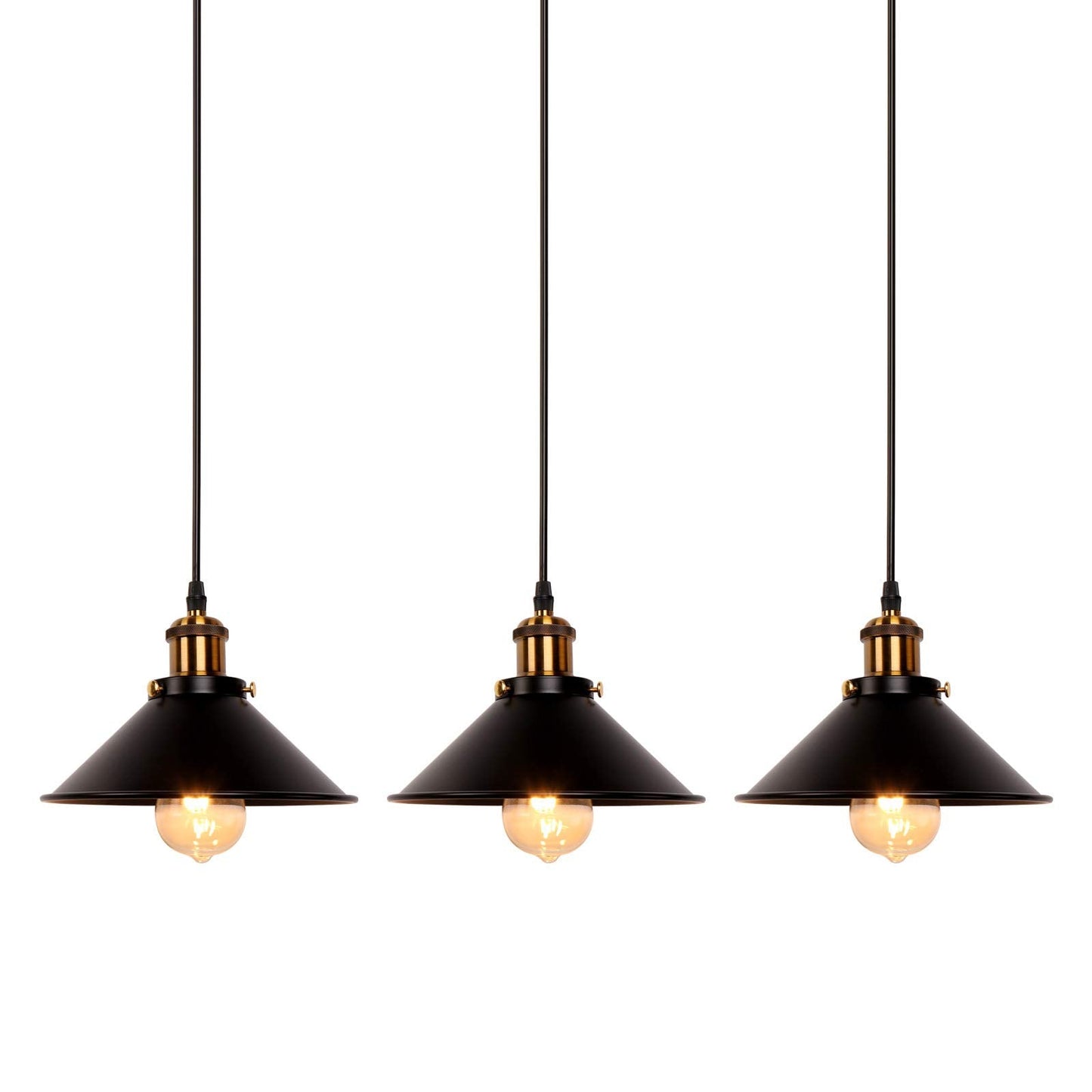 Newrays Pendant Light - Industrial Retro Black Iron - 3 Pack - Model PD2020-3