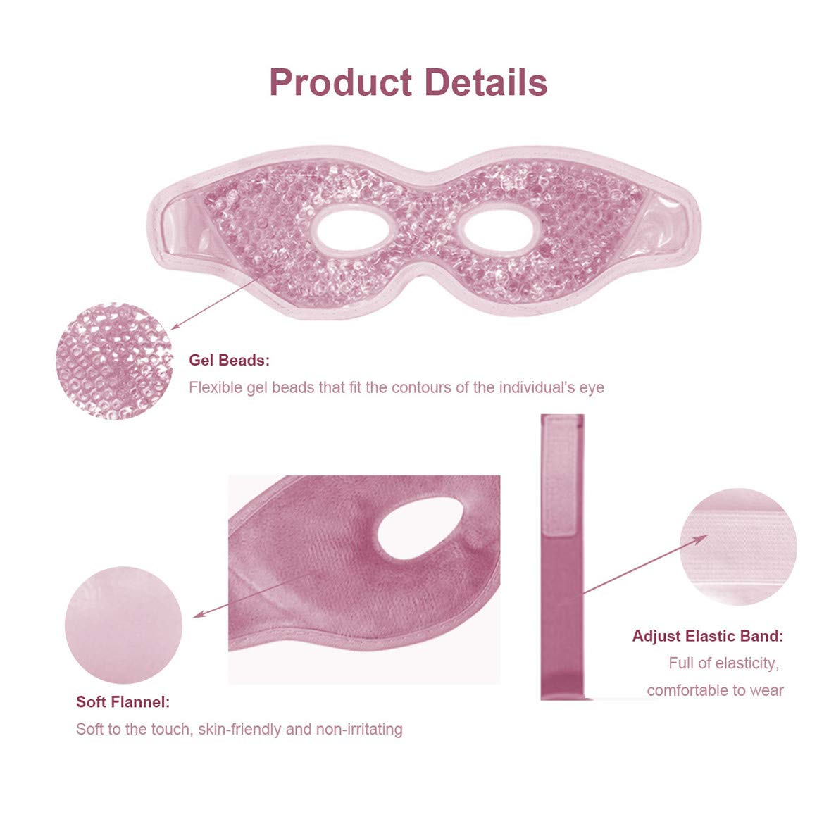 Ruzzut Cooling Gel Eye Mask with Eye Holes, 2 PCS Cold Eye Packs for Puffiness & Swelling, Reusable Hot Cold Compress Heat Ice Gel Pack, Purple and Pink