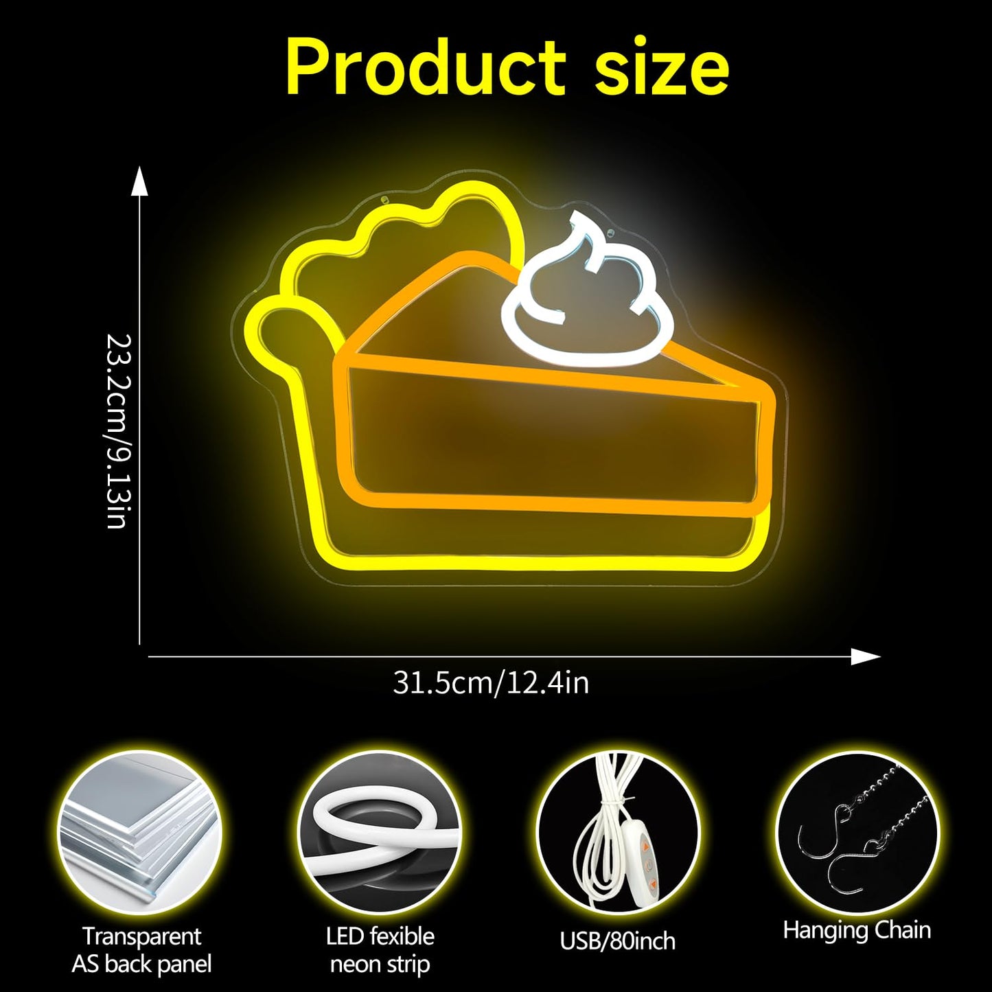Thanksgiving Pumpkin Pie Neon Sign For Wall Decor Thanksgiving Decorations Pumpkin Led Sign Dimmable Cake Neon Light Up Sign For Business Pie Party Decorations Restaurant Coffee Fireplace Fall