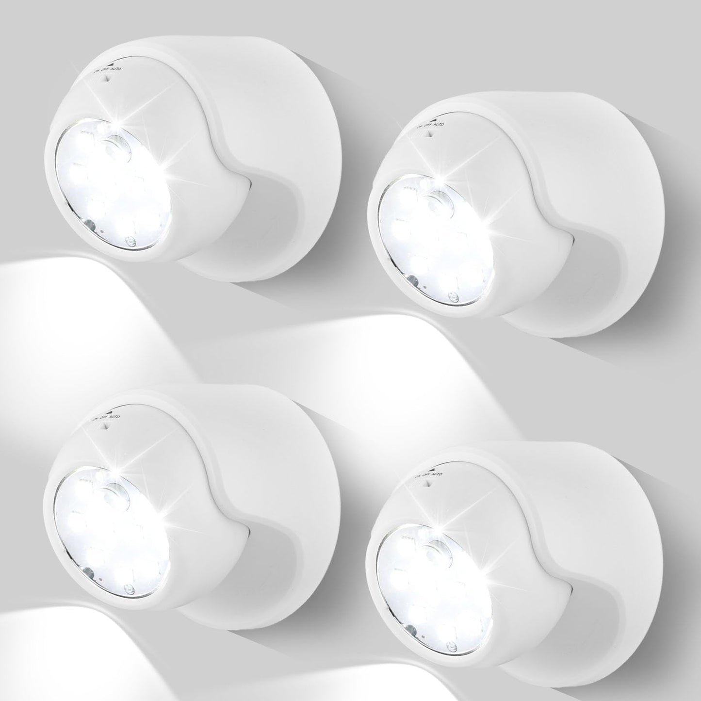 Lemonbest Motion Sensor Outdoor Lights - Wireless Battery Operated Security Light, White, 4 Pack, Model 4597189