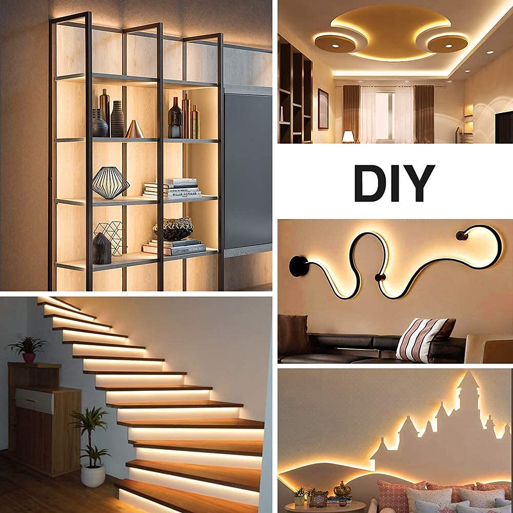 Onforu 49.2Ft Warm White Led Strip Lights, Dimmable 3000K, 2835 Leds, 12V Adhesive Rope Light For Kitchen, Bedroom, Wardrobe