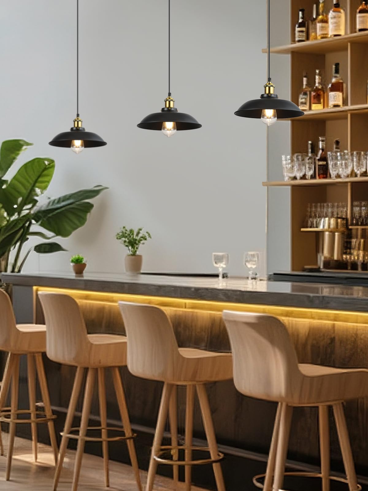 Newrays Industrial Pendant Light Fixture, Metal, Model PD-28, 1 Pack-D28, Black for Restaurant, Hallway, Dining Room