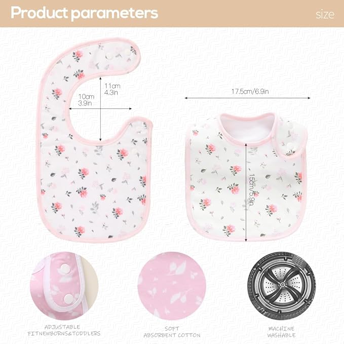 Pack of 6,Baby Bibs,Unisex,Soft and Absorbent,Adjustable,Easy to Use